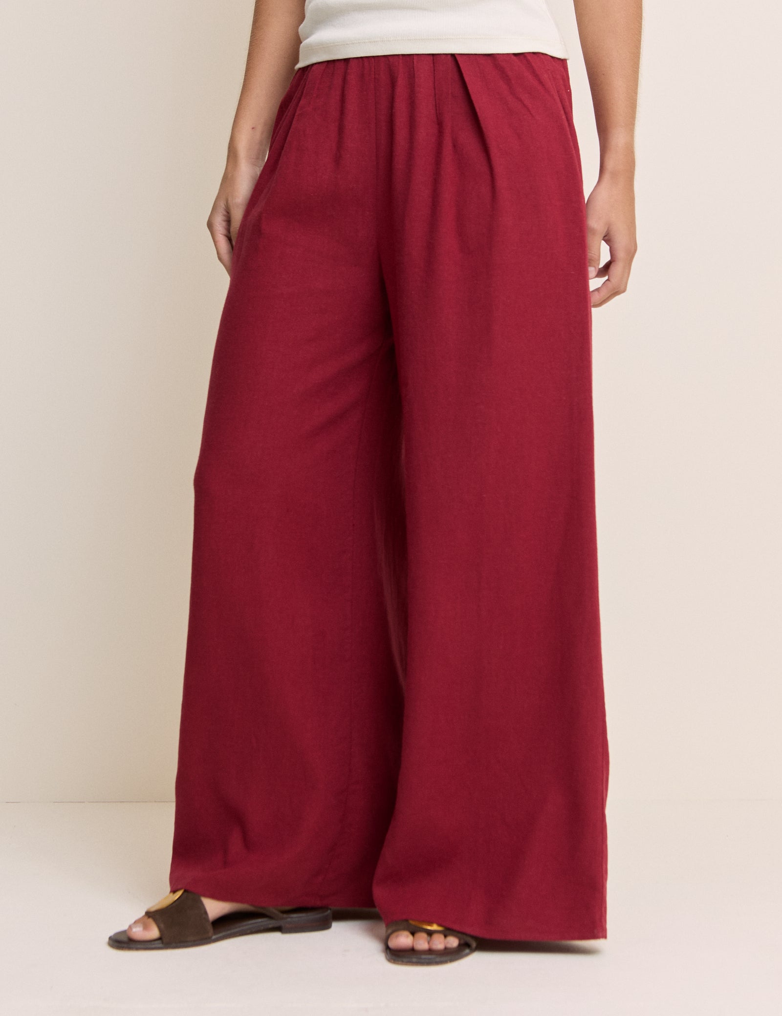 Red Wide Leg Jerrow Trousers