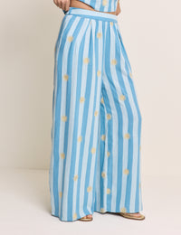 Blue Striped Wide Leg Trouser
