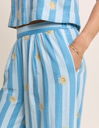 Blue Striped Wide Leg Trouser