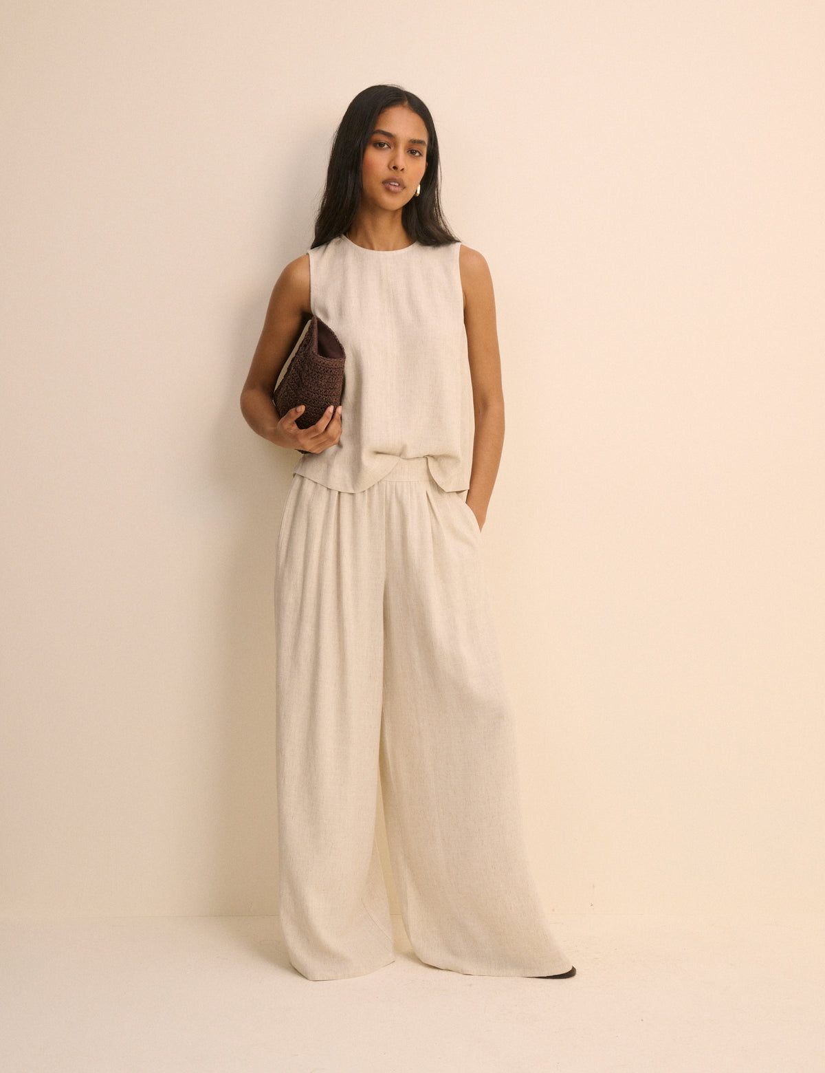 Stone Wide Leg Jerrow Trouser