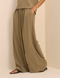 Khaki Wide Leg Trouser
