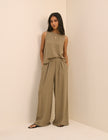 Khaki Wide Leg Jerrow Trousers