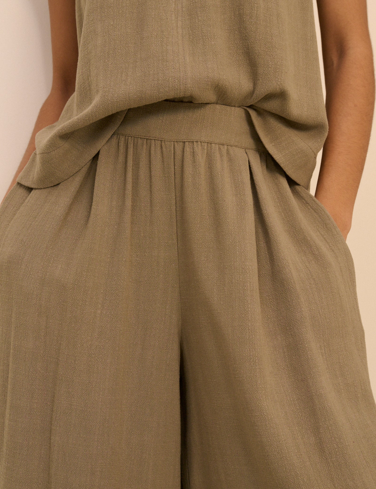 Khaki Wide Leg Trouser