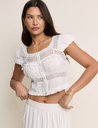 White Puff Sleeve Top