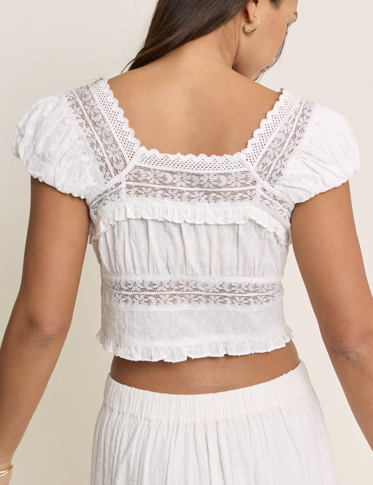 White Lace Short Sleeve Top