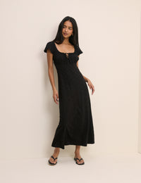 Black Lace Trim Melissa Midi Dress