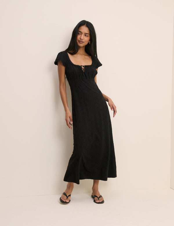 Black Lace Trim Melissa Midi Dress