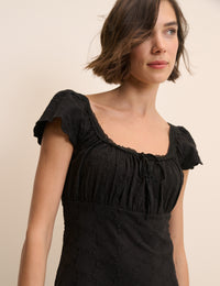 Black Lace Trim Melissa Midi Dress
