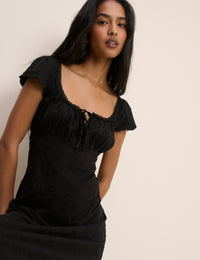 Black Lace Trim Melissa Midi Dress