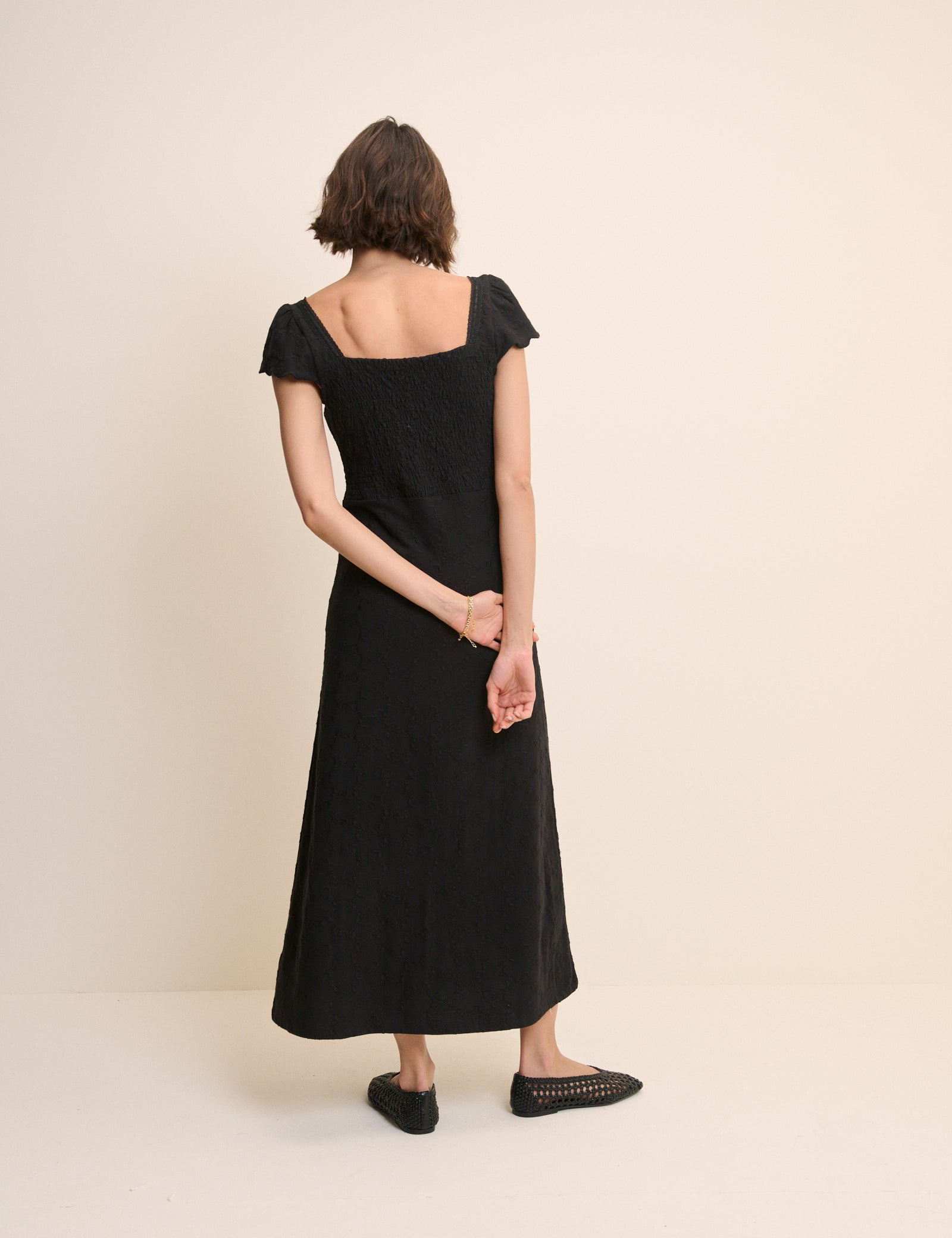 Black Lace Trim Melissa Midi Dress