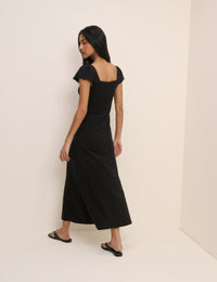 Black Lace Trim Melissa Midi Dress