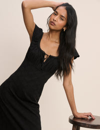 Black Lace Trim Melissa Midi Dress