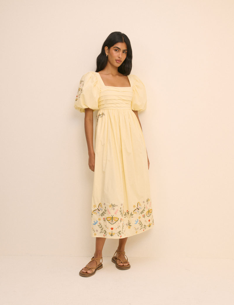 butter yellow dress nearby OW Collection x REVOLVE Cornelia Maxi in bust 37 (very stretchy) length 53 xxxlarge Butter Yellow Nova Puff Sleeve