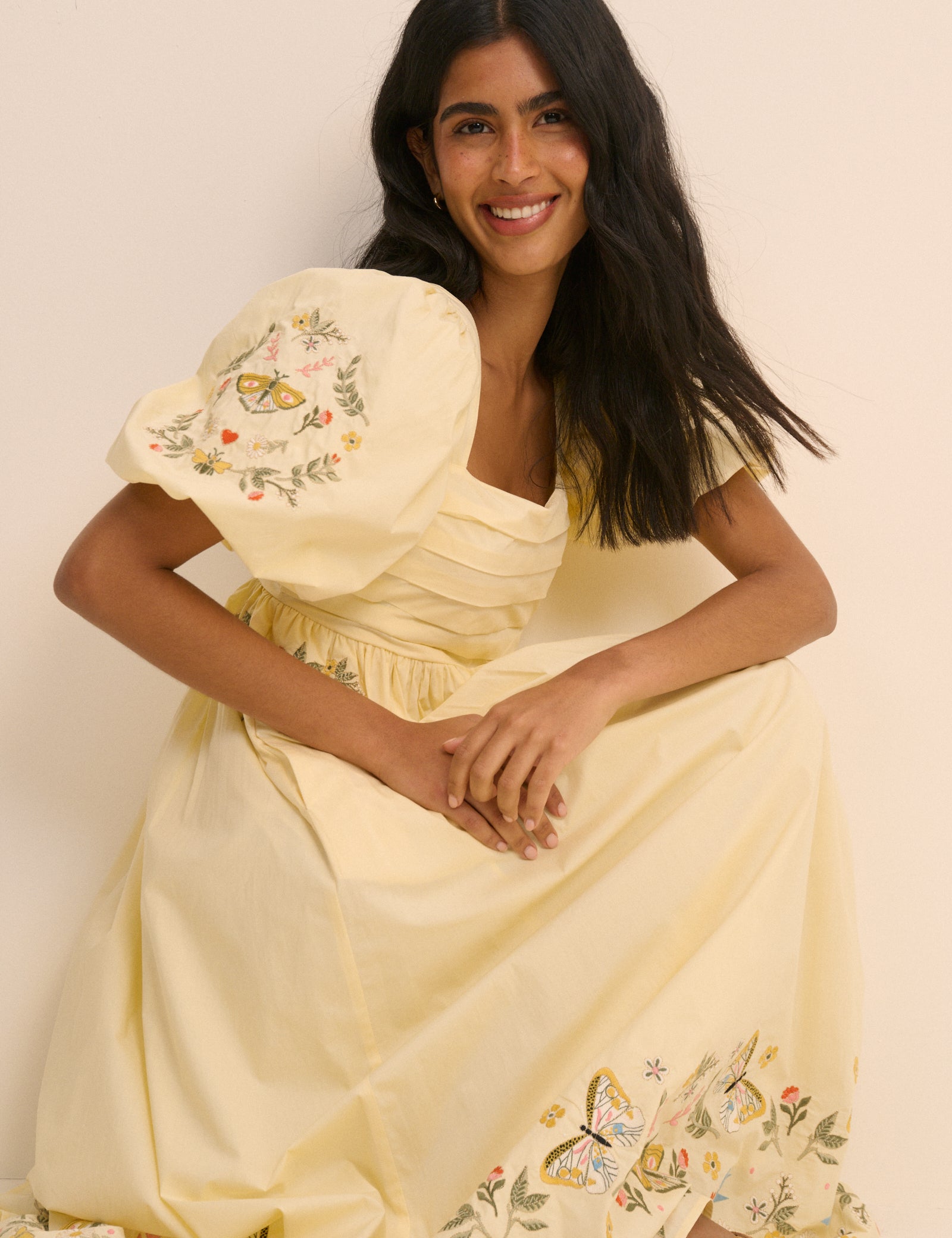Butter Yellow Nova Puff Sleeve Midi Dress | Elizabeth Scarlett x Nobody's Child Butter Yellow Nova Puff Sleeve Midi Dress | Elizabeth Scarlett x Nobody's Child