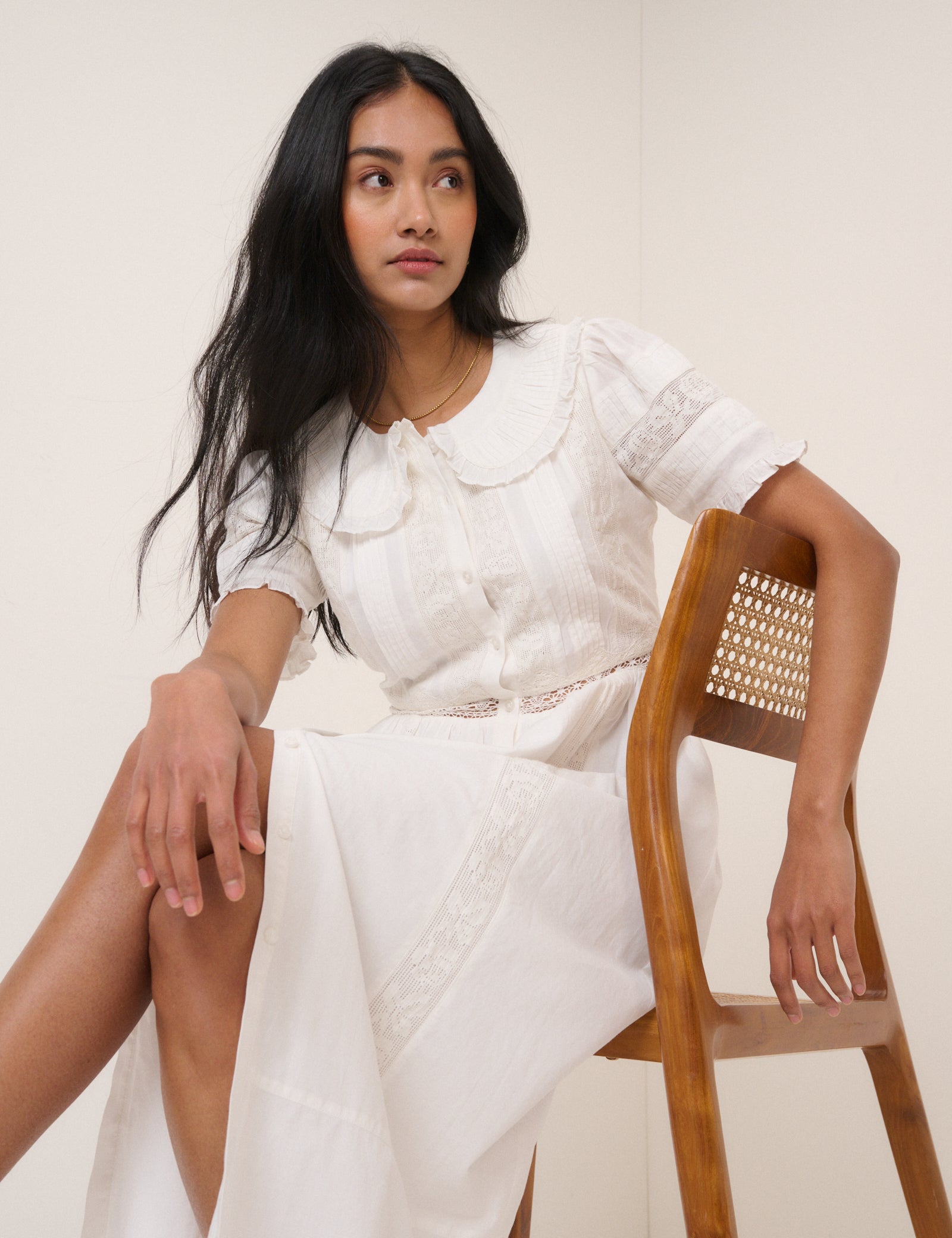 White Collared Orla Midi Dress