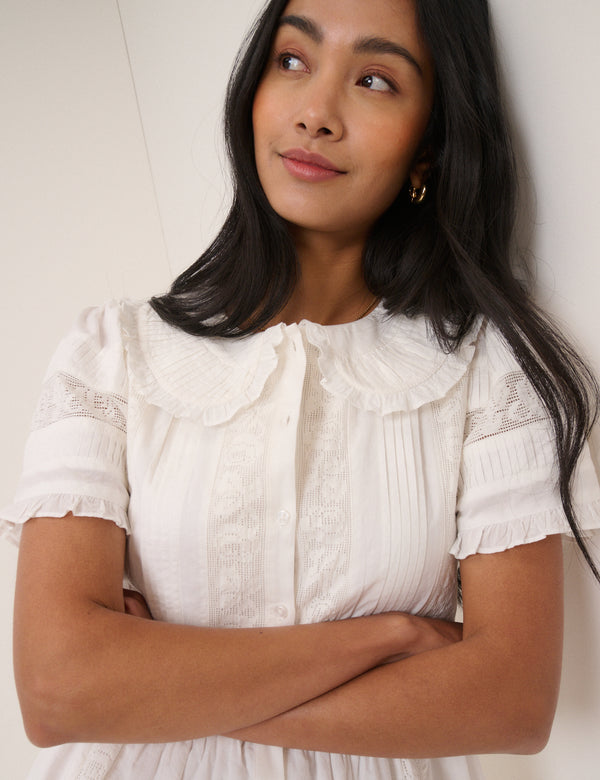 White Collared Orla Midi Dress