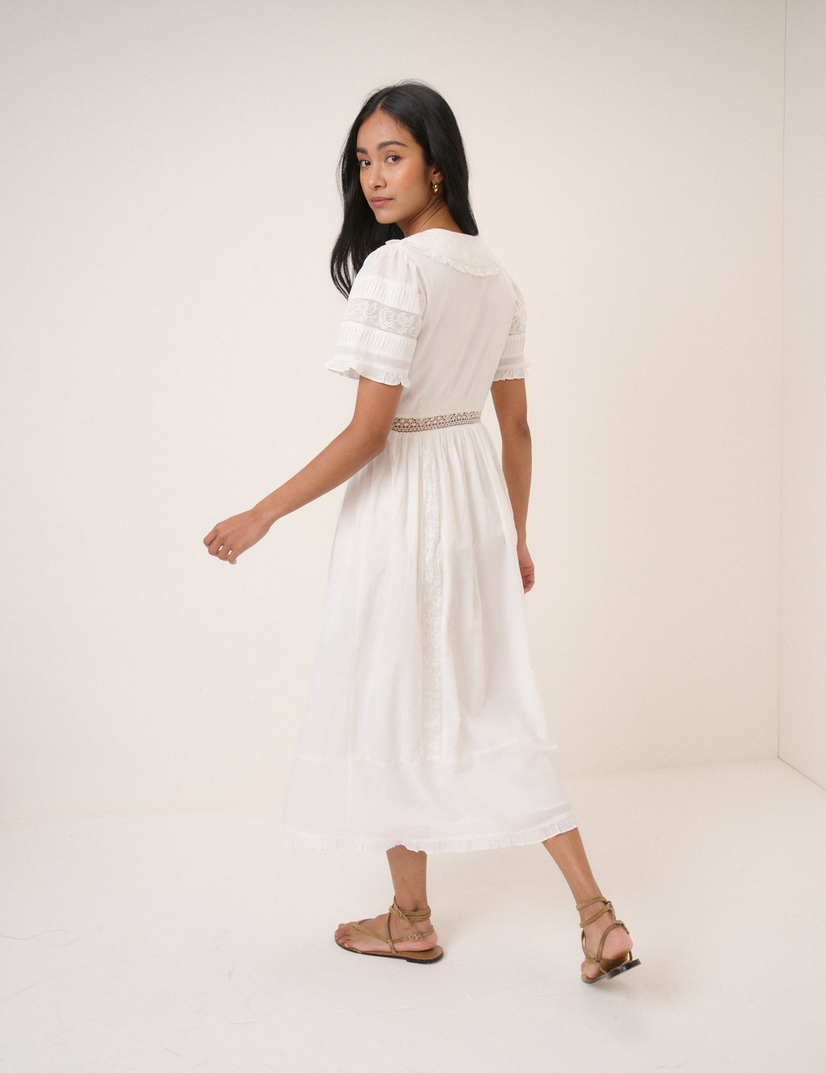 White Collared Orla Midi Dress