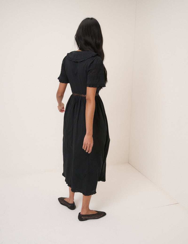 Black Broderie Anglaise Orla Midi Dress