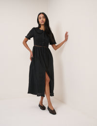 Black Broderie Anglaise Orla Midi Dress