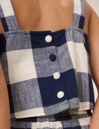 Navy Gingham Swing Top