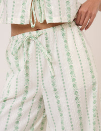 White Floral Wide Leg Trousers