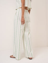 White Floral Wide Leg Trousers