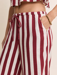 Burgundy Striped Linen-Blend Reese Trousers