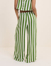 Green Striped Reese Wide Leg Trousers