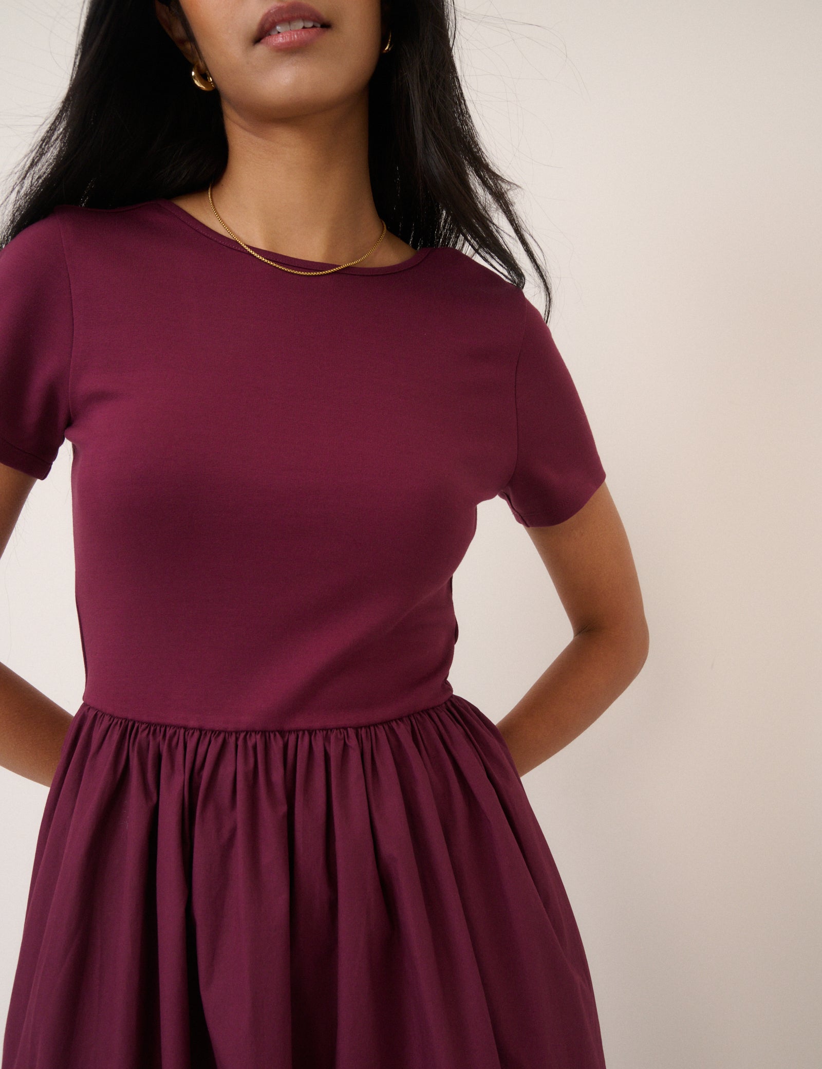 Burgundy Short Sleeve Sarah Midi Dress Burgundy Short Sleeve Sarah Midi Dress