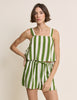 Green Striped Linen-Blend Shannon Short