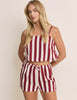 Burgundy Striped Linen-Blend Shannon Short