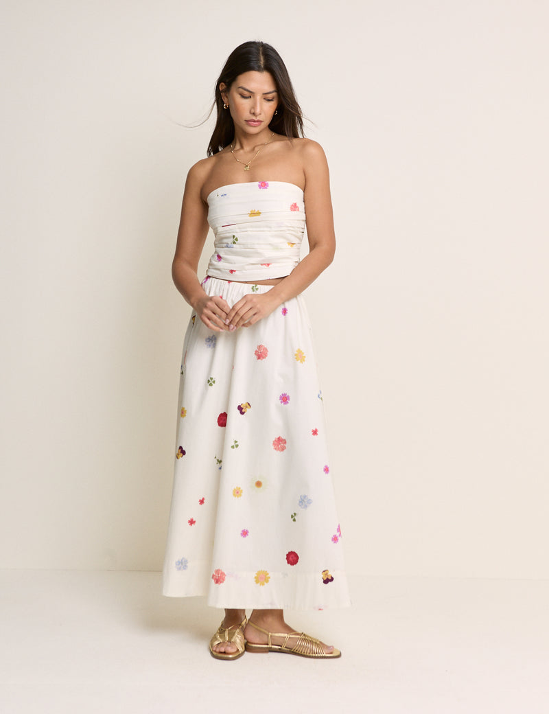 White Floral Felicity Bandeau Top