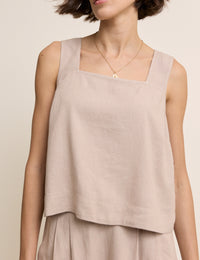 Beige Linen-blend Top