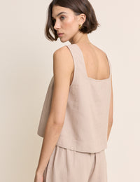Beige Linen-blend Top