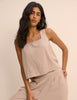 Beige Linen-Blend Swing Top