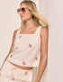 Light Pink Striped Embroidered Swing Top