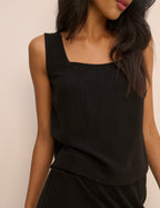 Black Square Neck Swing Top