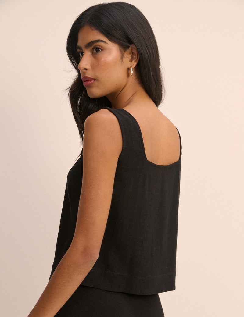 Black Square Neck Swing Top