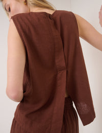 Brown Linen-blend Stirling Top