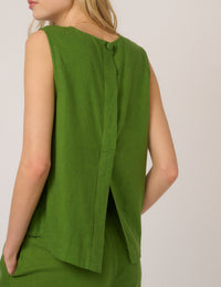 Green Linen-Blend Stirling Top