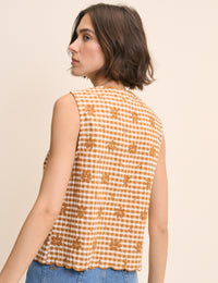 Orange Gingham Floral Tie Front Tessa Top