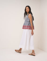 Black Gingham Embroidered Top