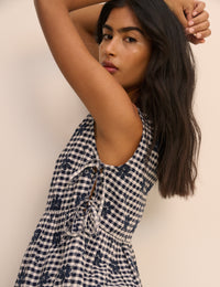 Black and White Gingham Side Tie Swing Top