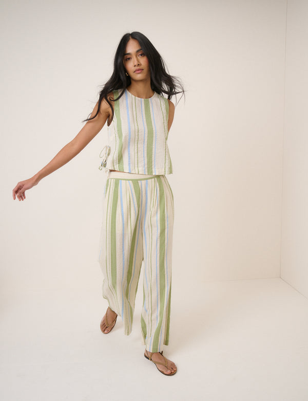 Green And Blue Striped Swing Top