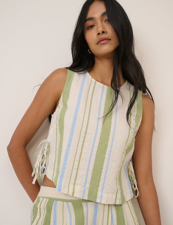 Green And Blue Striped Swing Top