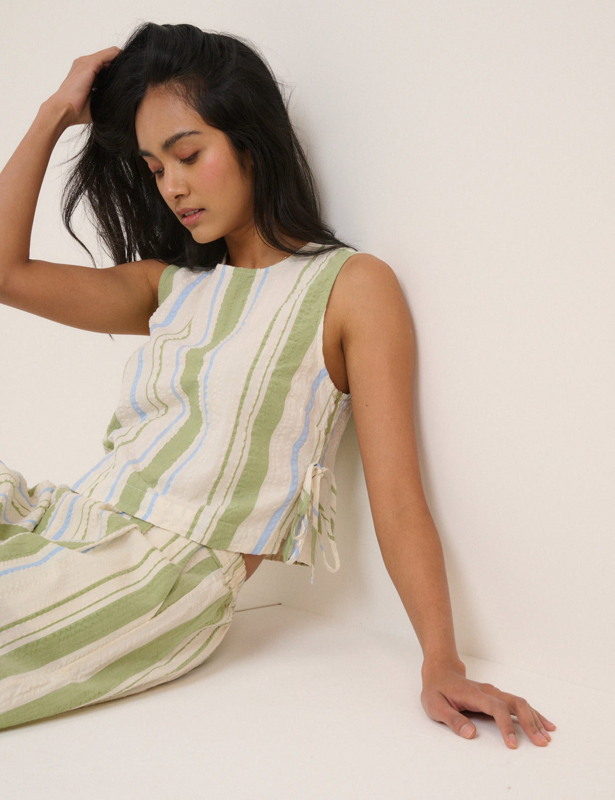 Green And Blue Striped Swing Top