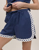 Dark Blue Ric Rac Trim Racer Shorts