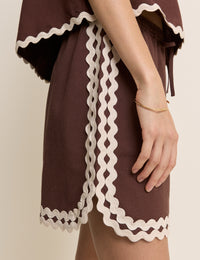 Brown Ric Rac Trim Racer Short