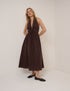 Brown Striped Halterneck Lilijana Midi Dress