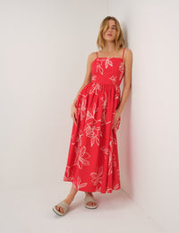 Red Floral Madeline Midi Dress